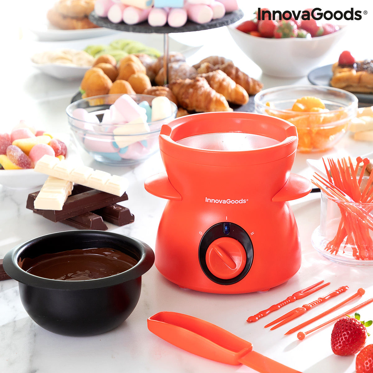 Appareil pour fondue au chocolat pas cher, avec compartiments, Desserts et  sucreries