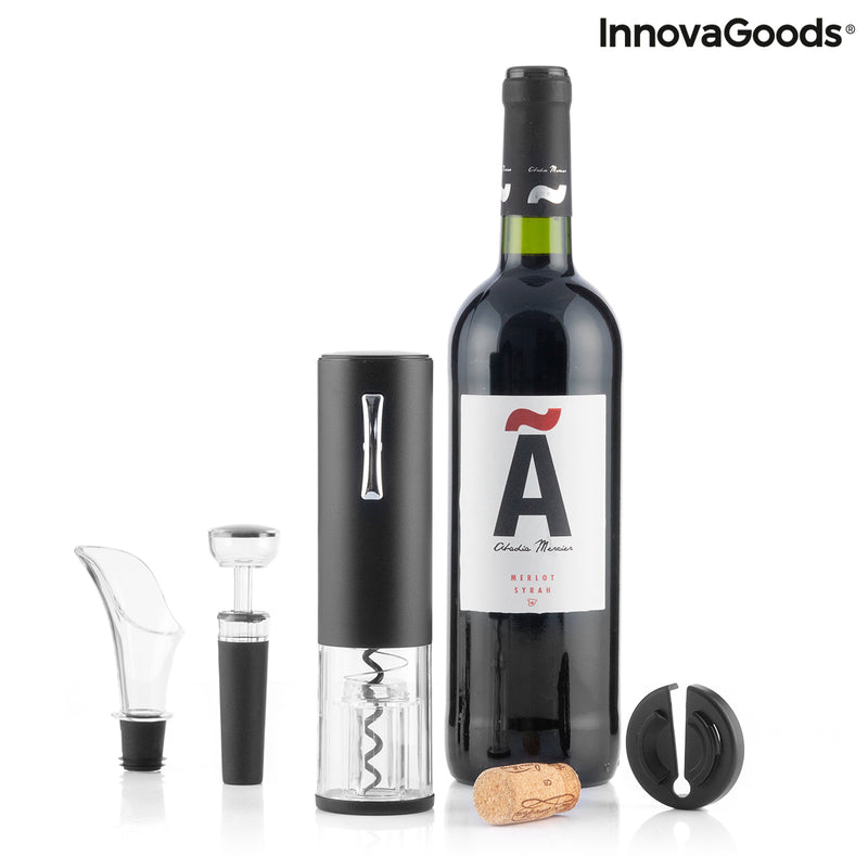 Cavatappi elettrico con accessori per vino Pino (Argento, Plastica