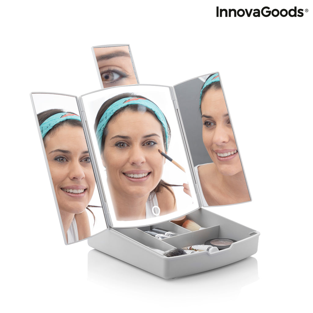 LED Créatif Double Face Beauté Miroir , Pliable intelligent Allumer Miroir  Portable Avec Lumières Pour Maquillage, Mode en ligne