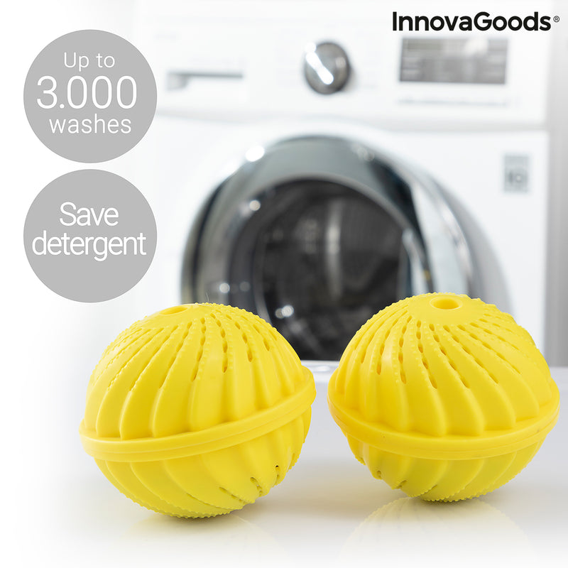 Pack de 2 bolas para lavar la ropa Delieco InnovaGoods sin detergente  amarillo Ø10,5x9,4 cm
